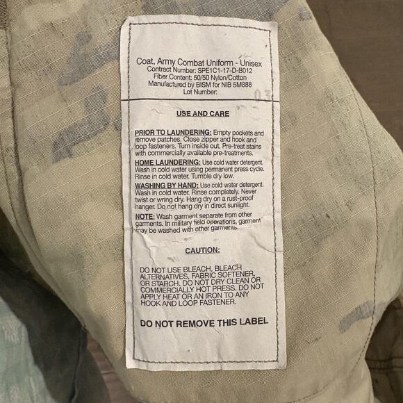 US Army Combat Uniform Jacket Mens Large Long Multicam Camo Tactical Coat 8415-0 - Picture 12 of 14